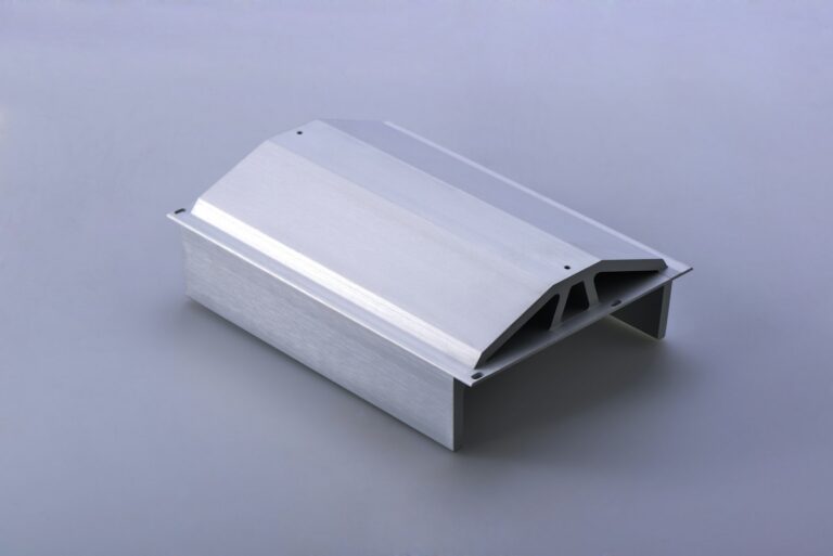 Finished aluminum extrusion profile of the type machined on CNC profile machining centers