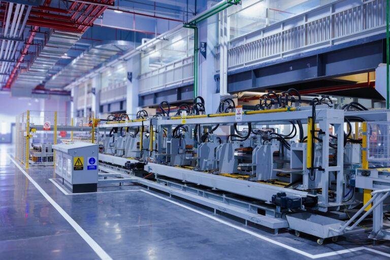 Industrial aluminum extrusion production line running finished profiles